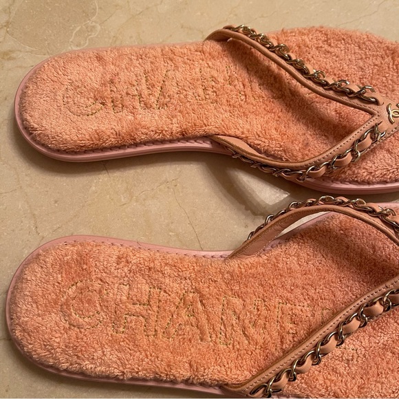 Chanel pink at the pool sandals thong flip flops size 6 36 - Picture 11 of 15